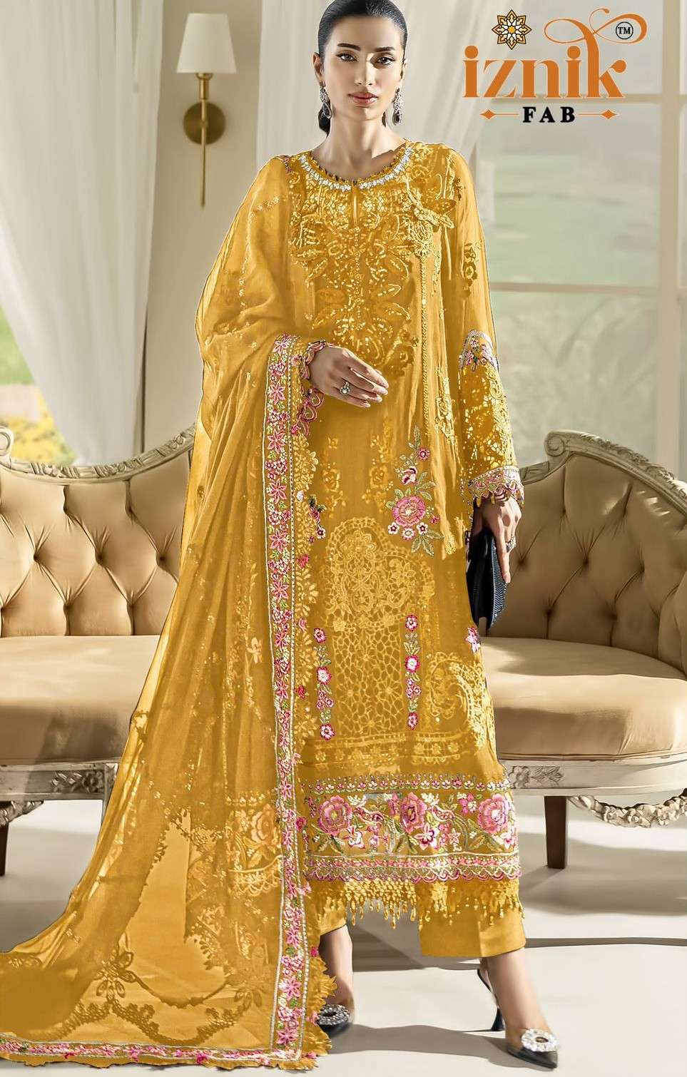IZNIK FAB 323 WEDDING & FESTIVAL STYLE SIFFON HEAVY WORK PAK...