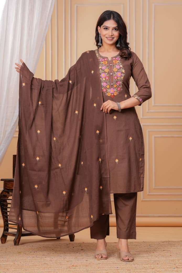 K 346 TREND INDIA STYLISH SUIT COTON FABRIC DESIGNER READYMA...