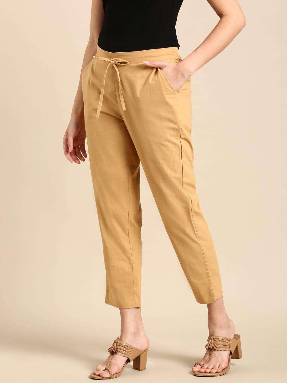 K 375 COTTON PANTS WITH ELASTIC AND BELT FOR GIRL REGULAR WE...