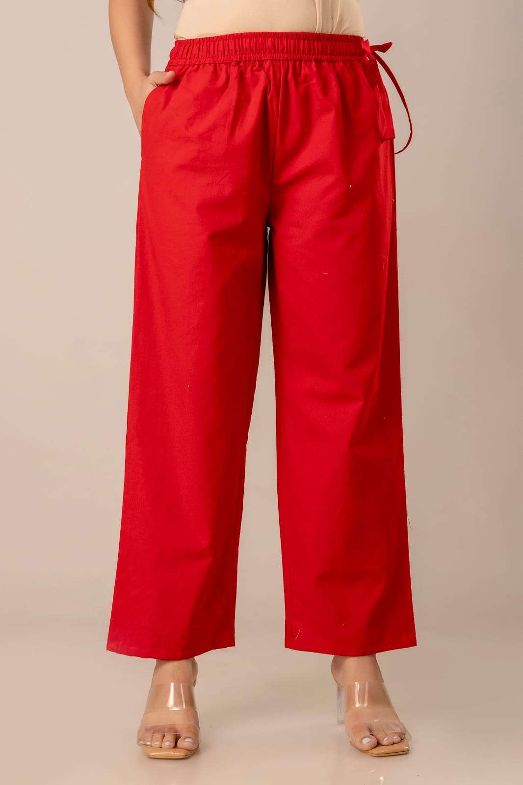 K 376 REGULAR WEAR BOTTOM COTTON PALAZZO WITH ELASTIC BELT F...