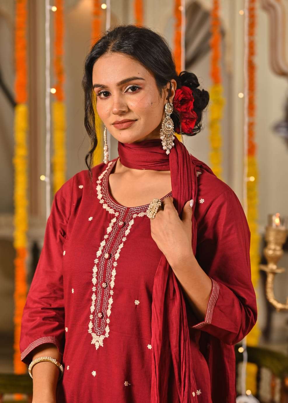 K 381 PREMIUM STRAIGHT COTTON KURTA SUIT AT DIWALI PARTY WEA...