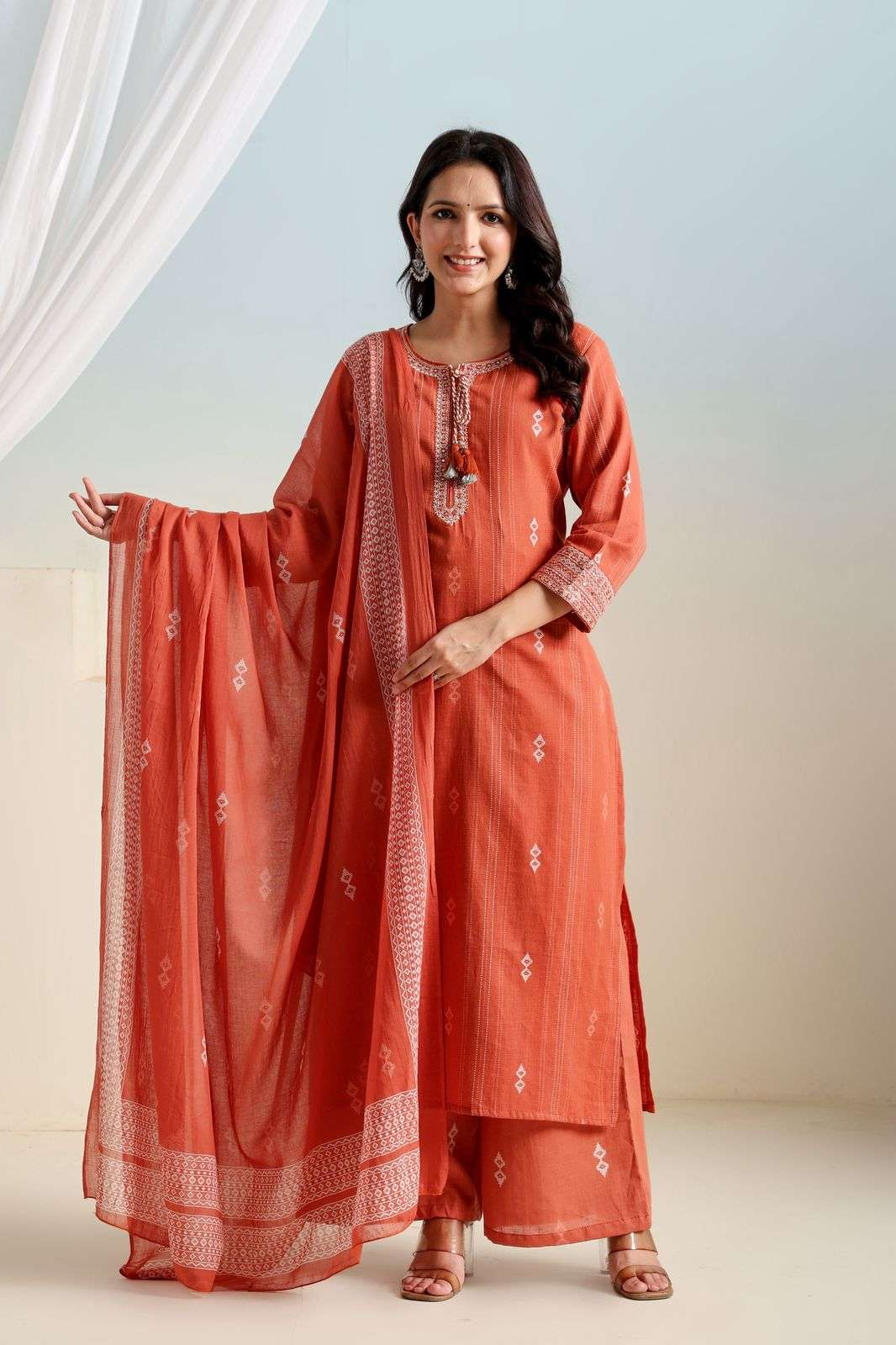 K 401 ARRIVAL PURE COTTON 3 PIECE READYMADE SUIT FOR WOMEN W...