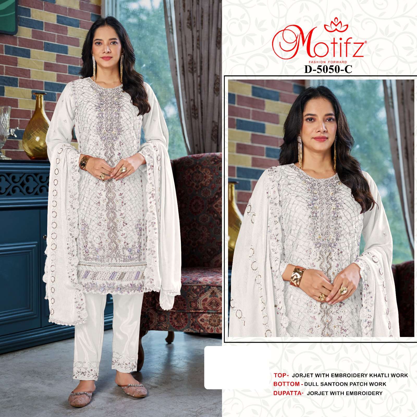 MOTIFZ 5050 SHADI FUNCTION STYLE HEAVY DRESS GEORGETTE KHATL...
