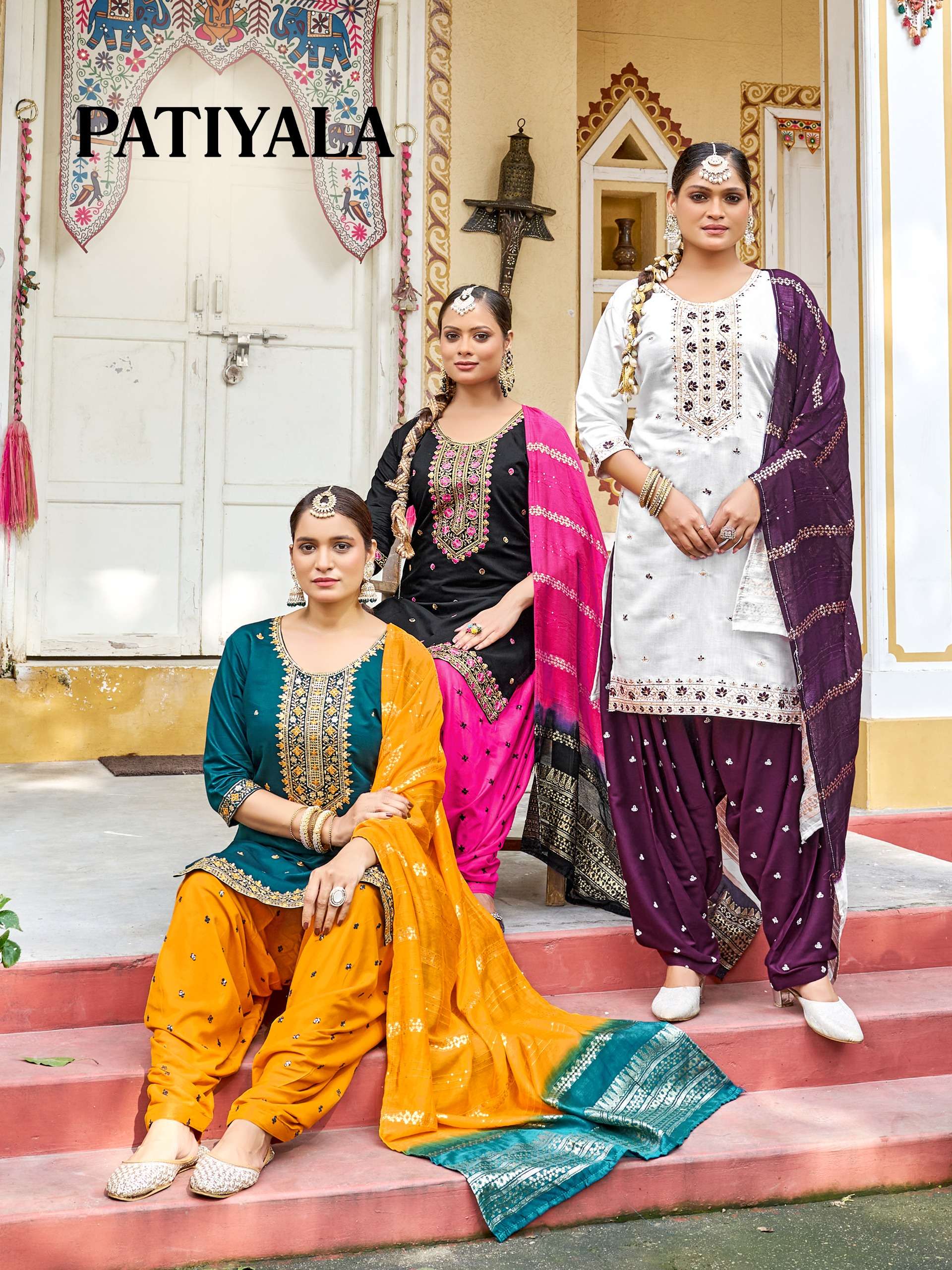 PATIYALA GADHWAL SILK WITH SEQUENCE WORK READYMADE PATIYALA ...