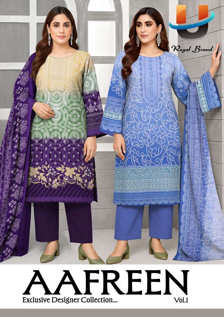 ROYAL AAFREEN VOL 1 TOP CLOTHING COTTON FABRIC SALWAR SUIT D...