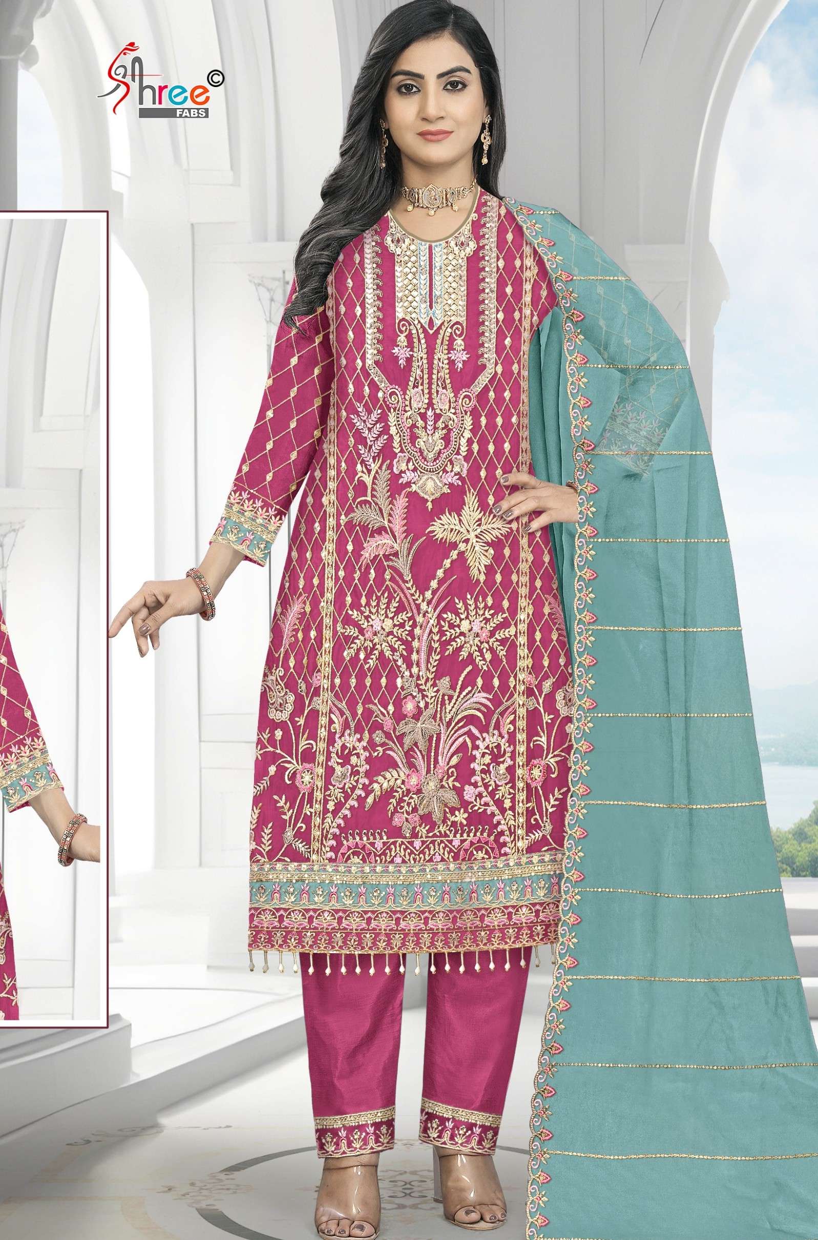SHREE FABS K 1935 WEDDING TYPE HEAVY CLOTHING WOMEN ORGANZA ...
