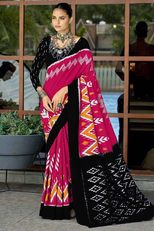SM 590 PURE COTTON FANCY BAGRU PRINT IKKAT TEST SAREES WITH ...