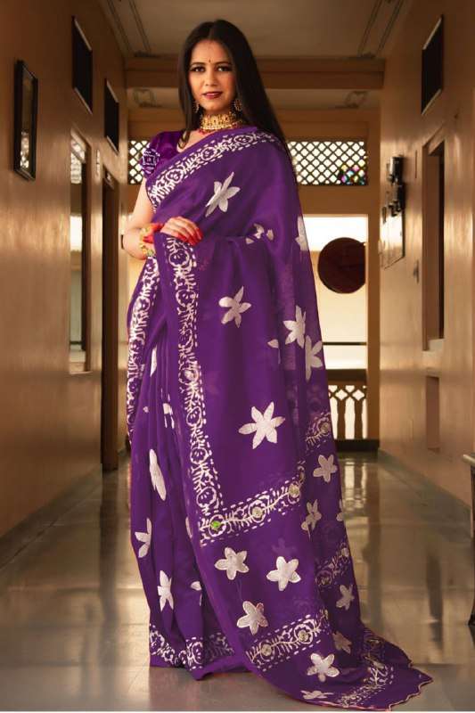 SM 595 PURE COTTON FANCY BAGRU PRINT SAREES WITH BLOUSE TO F...