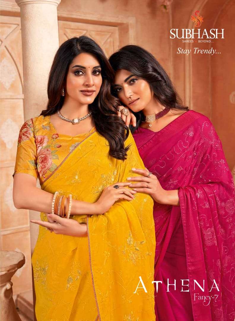 Subhash Athena Fancy vol 7 Chiffon fabric fancy look saree b...