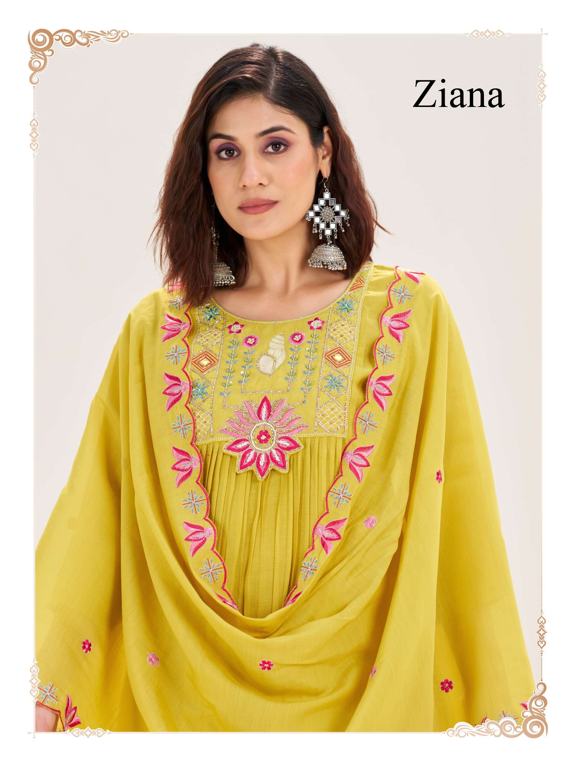 ZIANA BOUTIQUE STYLE SOFT MULL CHANDERI SILK DESIGNER KURTI ...