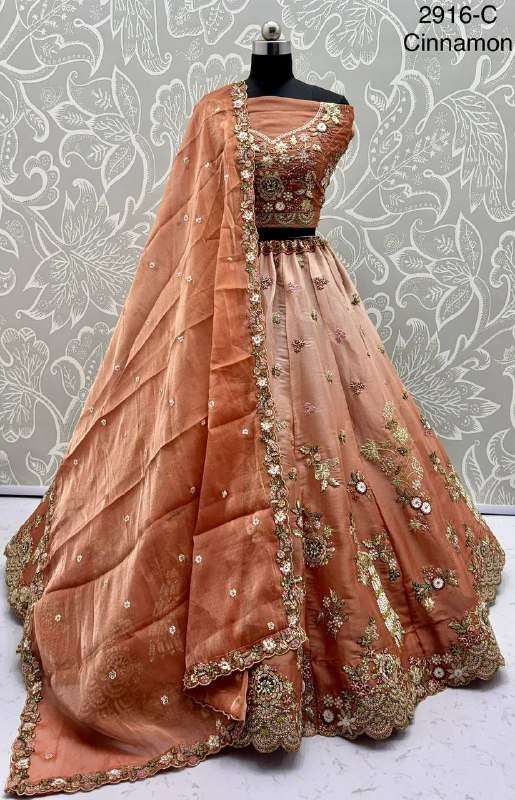2916 ASTONISHING PEACOCK EMBROIDERY LEHENGA CHOLI TO FUNCTIO...