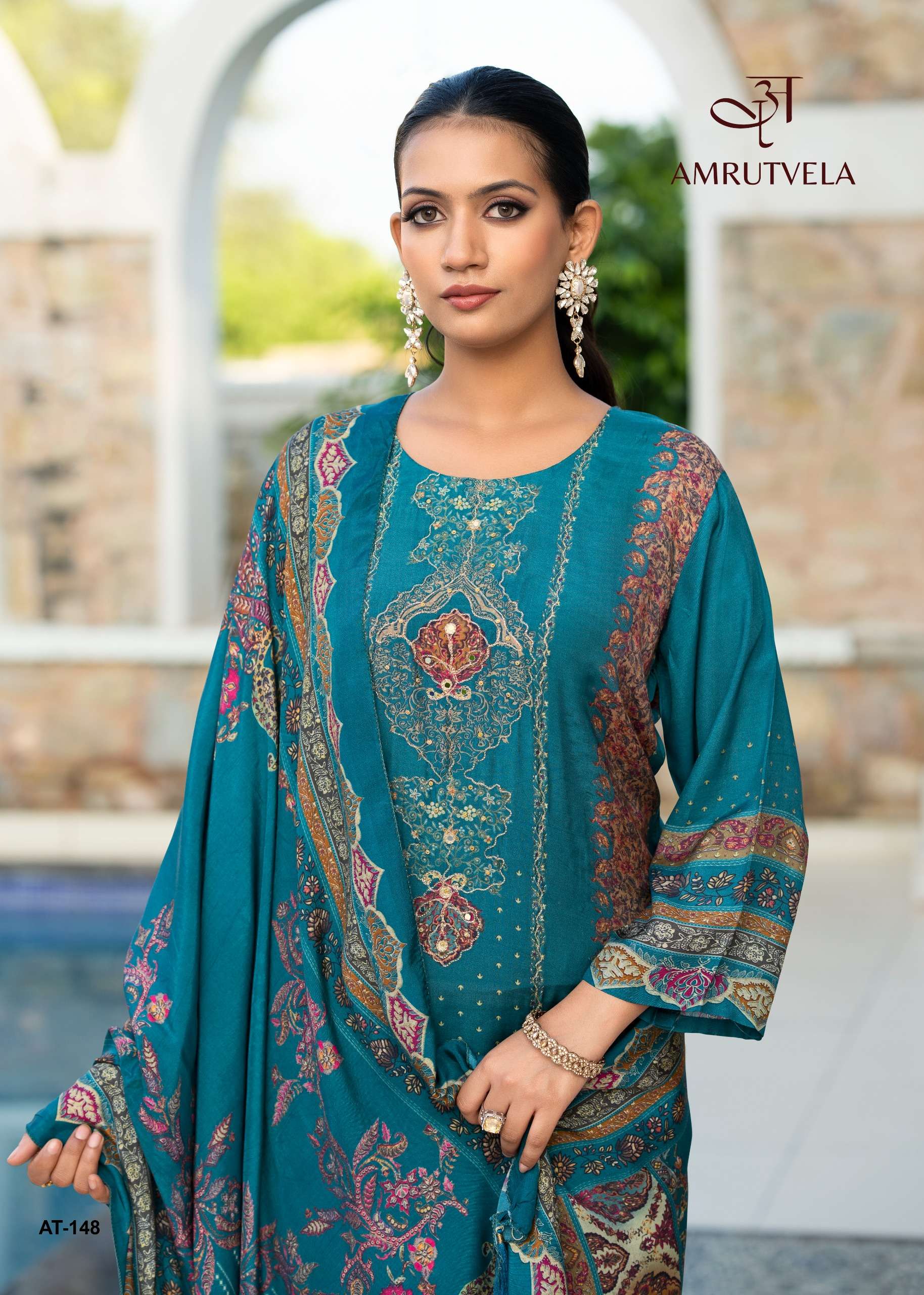 AMRUTVELA AT 148 VISCOSE DIGITAL PRINT HANDWORK SALWAR SUIT ...