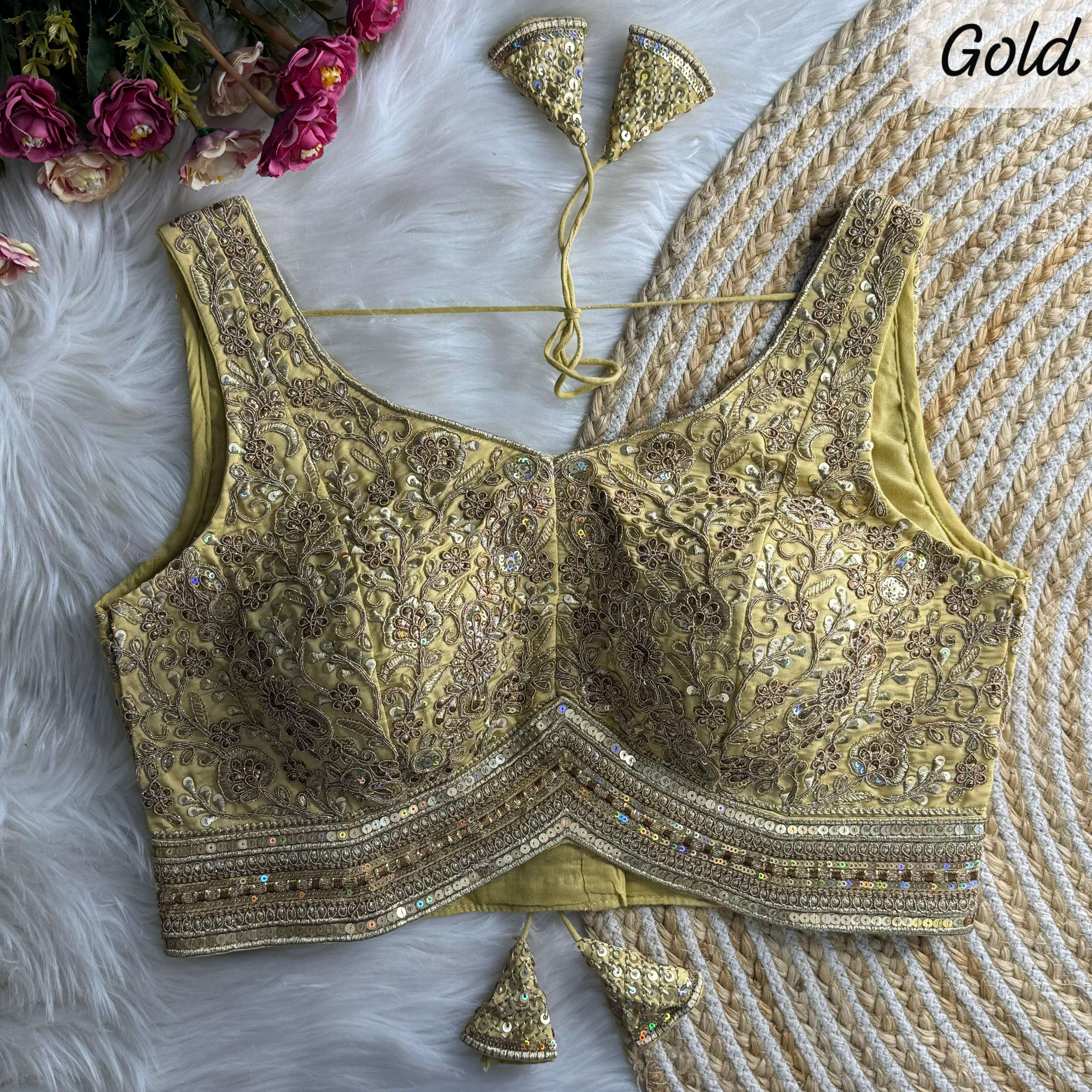 Bridal Style heavy Embroidery work Silk Fabric Stich Fancy b...