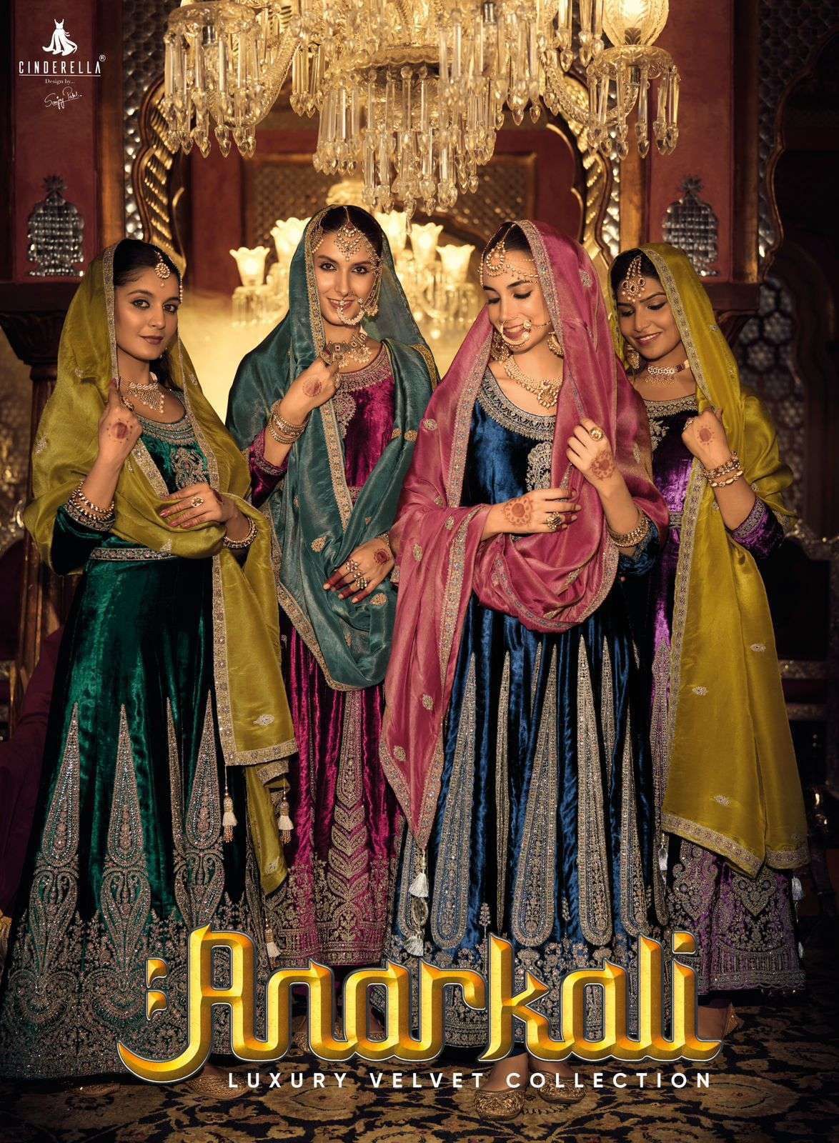 CINDRELLA ANARKALI HIGH BRAND PURE VISCOSE VELVET EMBROIDERY...