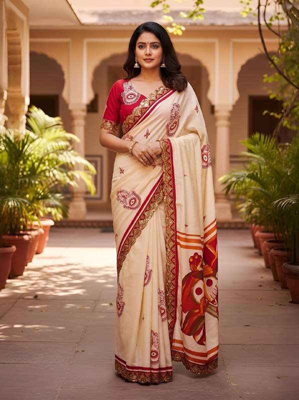 DURGA WITH HEVY LESS DURGA POOJA SPECIAL DESIGNER COTTON SAR...
