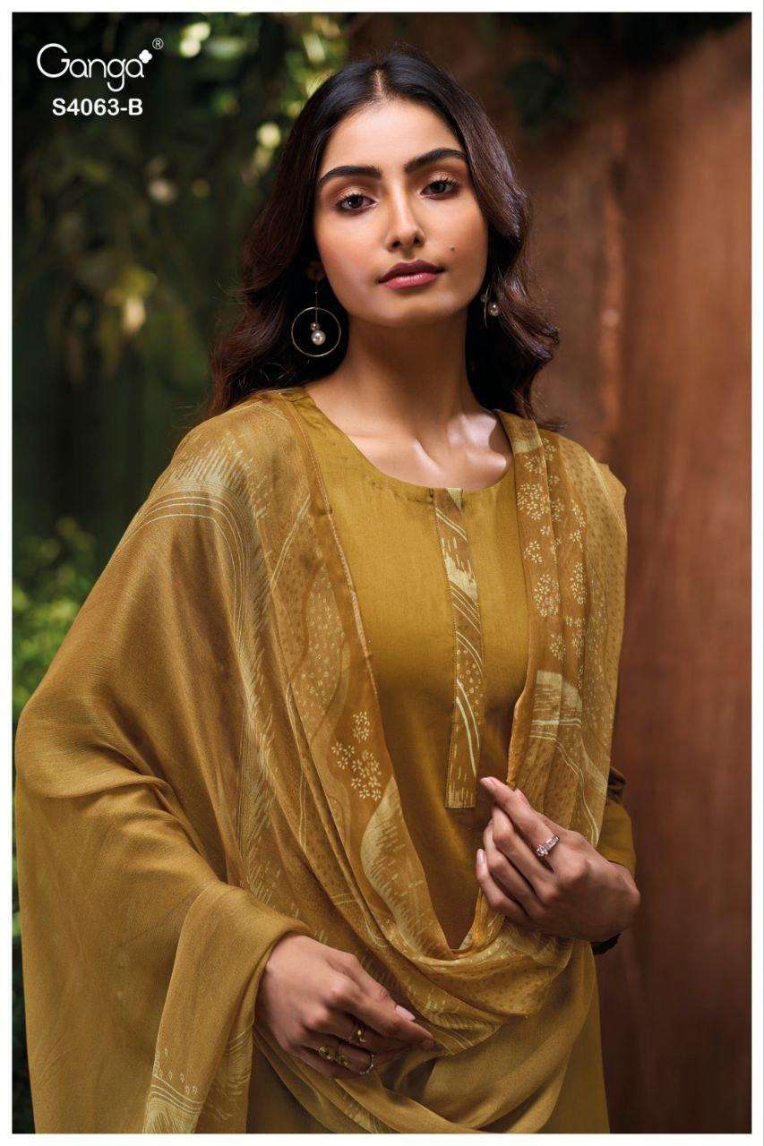 GANGA NIVIANA 4063 PREMIUM COTTON SILK SOLID SUIT TO PARTY W...