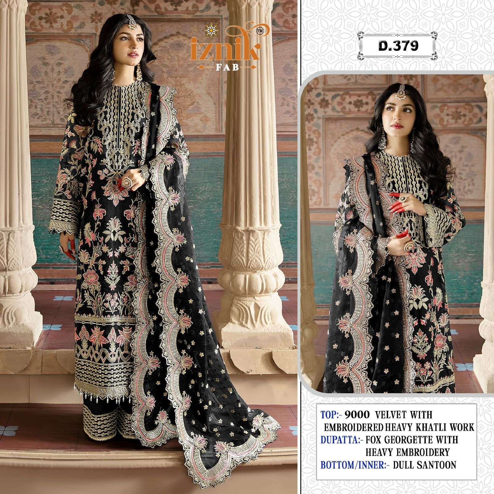 IZNIK FAB 379 PAKISTANI FAMOUS ACCTRESS WEAR 9000 VELVET HEA...