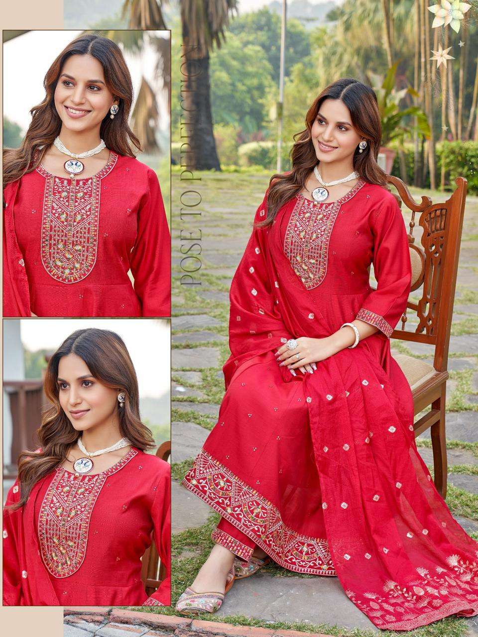 K 456 VERTICAN FABRIC DESIGNER GHERA KURTI SUIT FOR LADIES R...