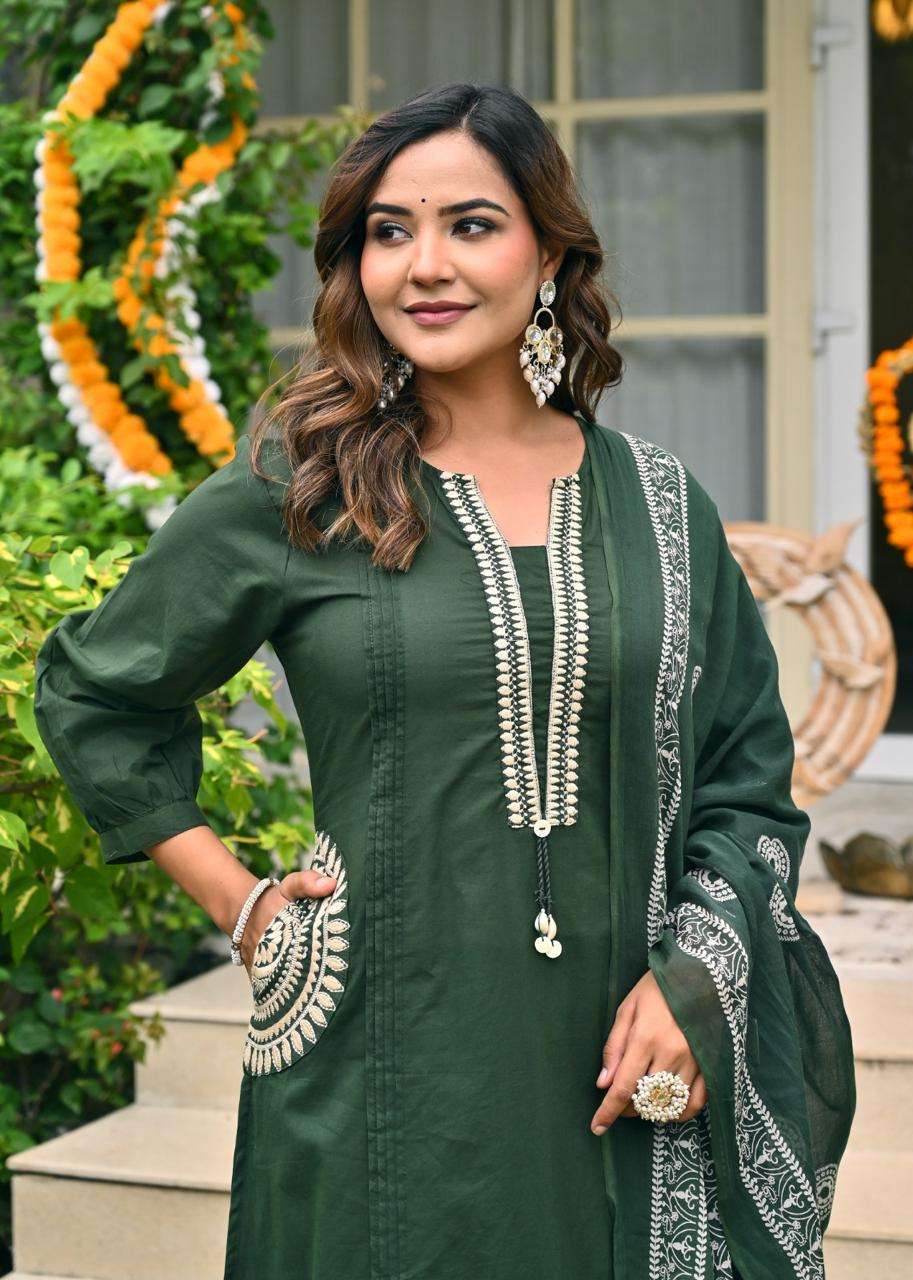 K 457 COTTON JAIPUR FASHION EMBROIDERY STITCH SUIT GIRL WEAR...