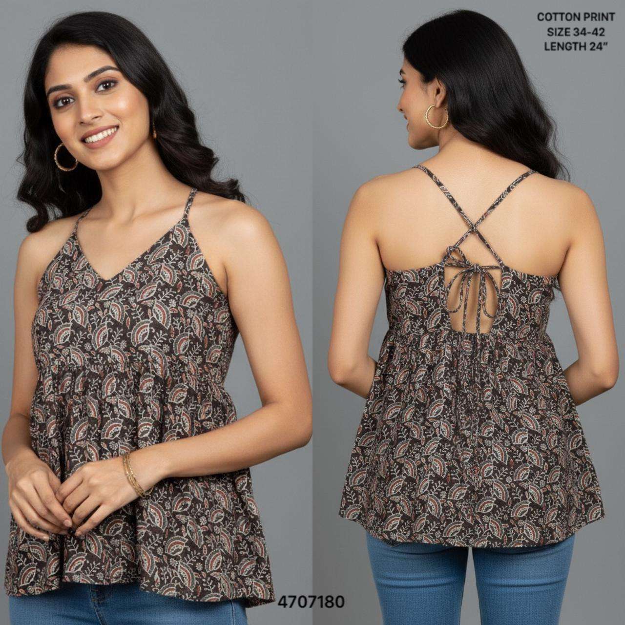 K 459 WESTERN WOMEN FASHION SLEEVLESS FLEAR KURTI JEANS COLL...