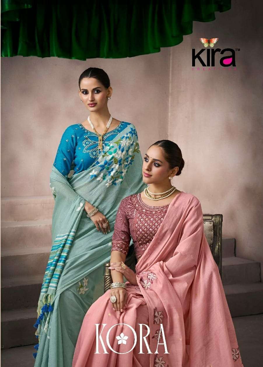 Kira Kora Silk Viscose Cotton with Fancy look saree Best col...