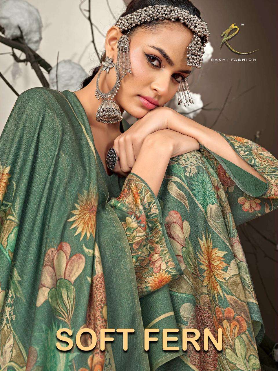 RAKHI SOFT FERN EXCLUSIVE FANCY PASHMINA LILEN DESIGN SALWAR...