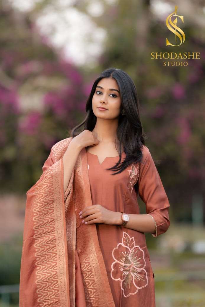 SHODASHE STUDIO ROHINI ZARI JACQUARD PRINT STITCHED SUIT FOR...
