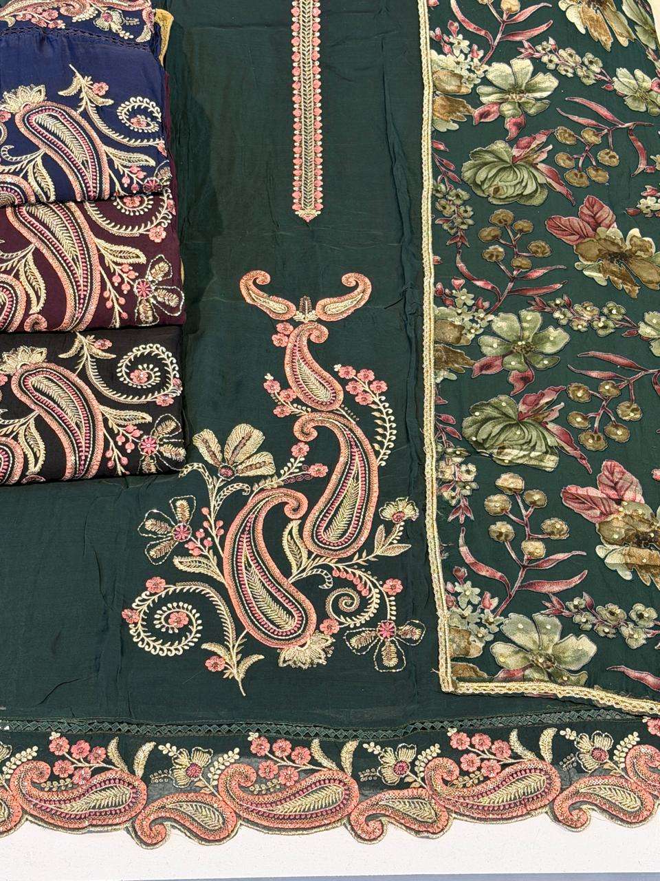 SIARA ORGANZA FABRIC FLOWER PATTERN MATERIAL SALWAR SUIT WHO...