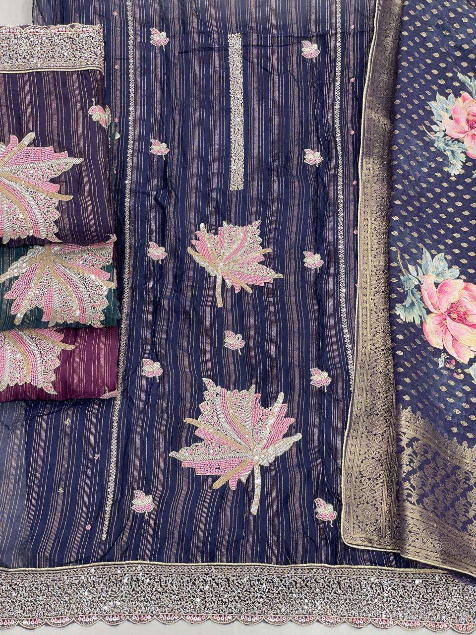 SIARA VISCOSE ORGANZA LINNIG WITH BEATS UNSTITCH SUIT LOW PR...