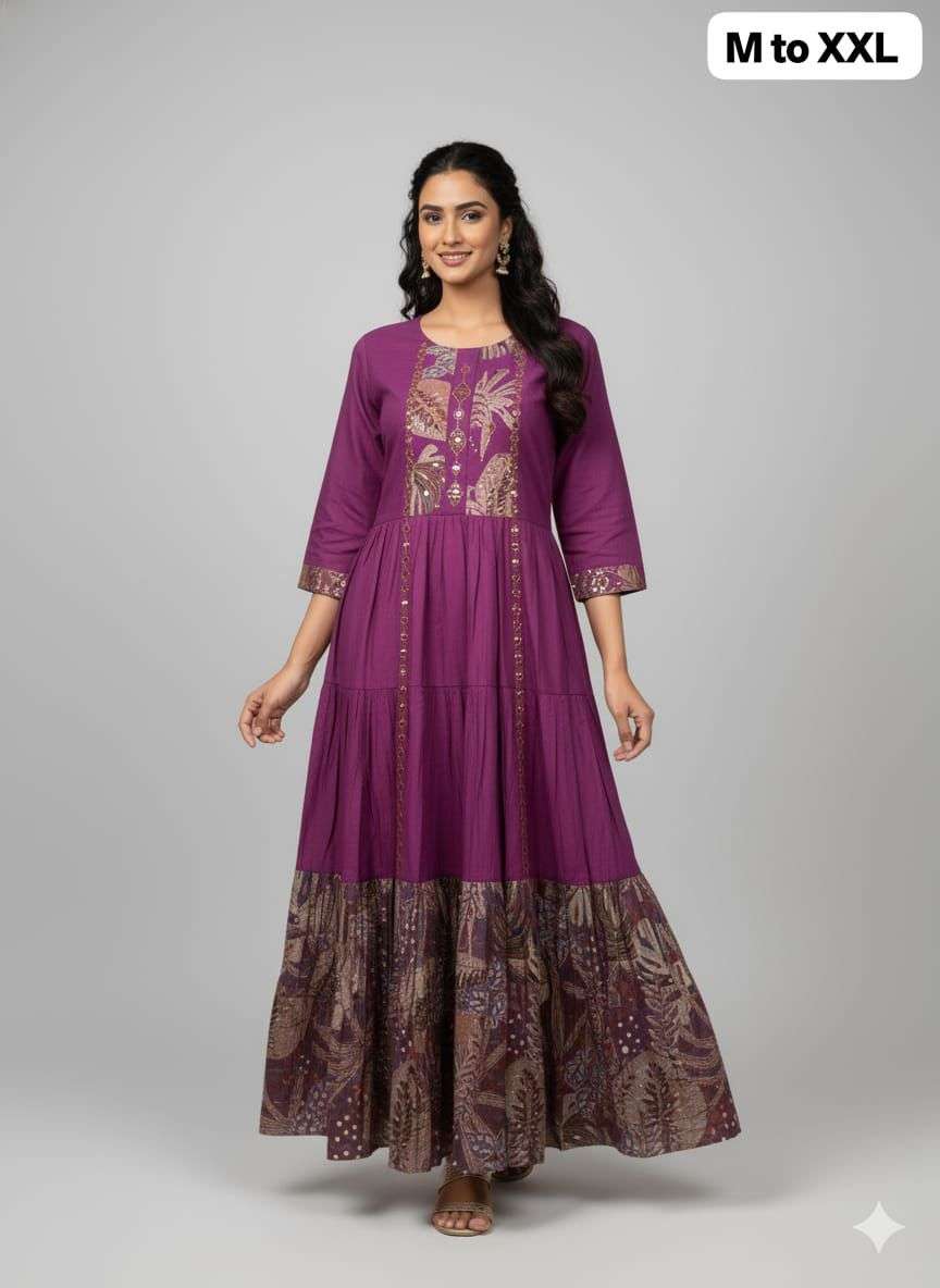 SPECIAL LOCATION FROCK SILK FABRIC MIROR WORK LONG KURTI COL...