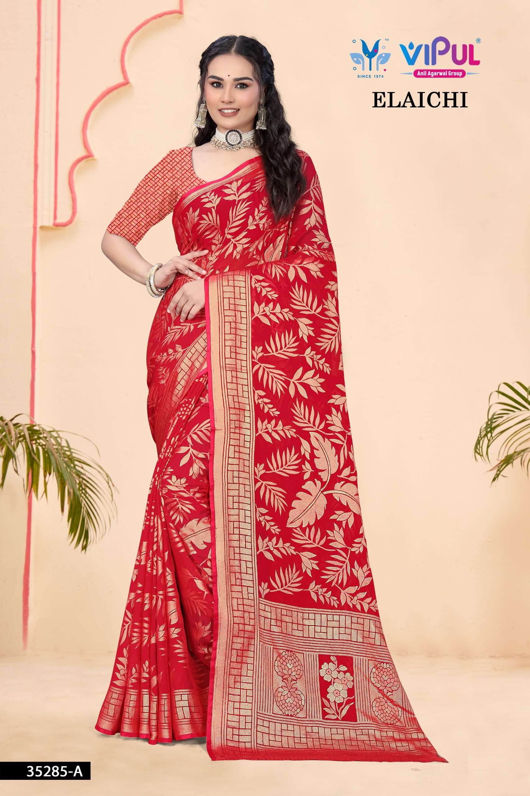 VIPUL SAREE ELAICHI 35285 BRAND CLOTH SILK FLOWER PRINT SARE...