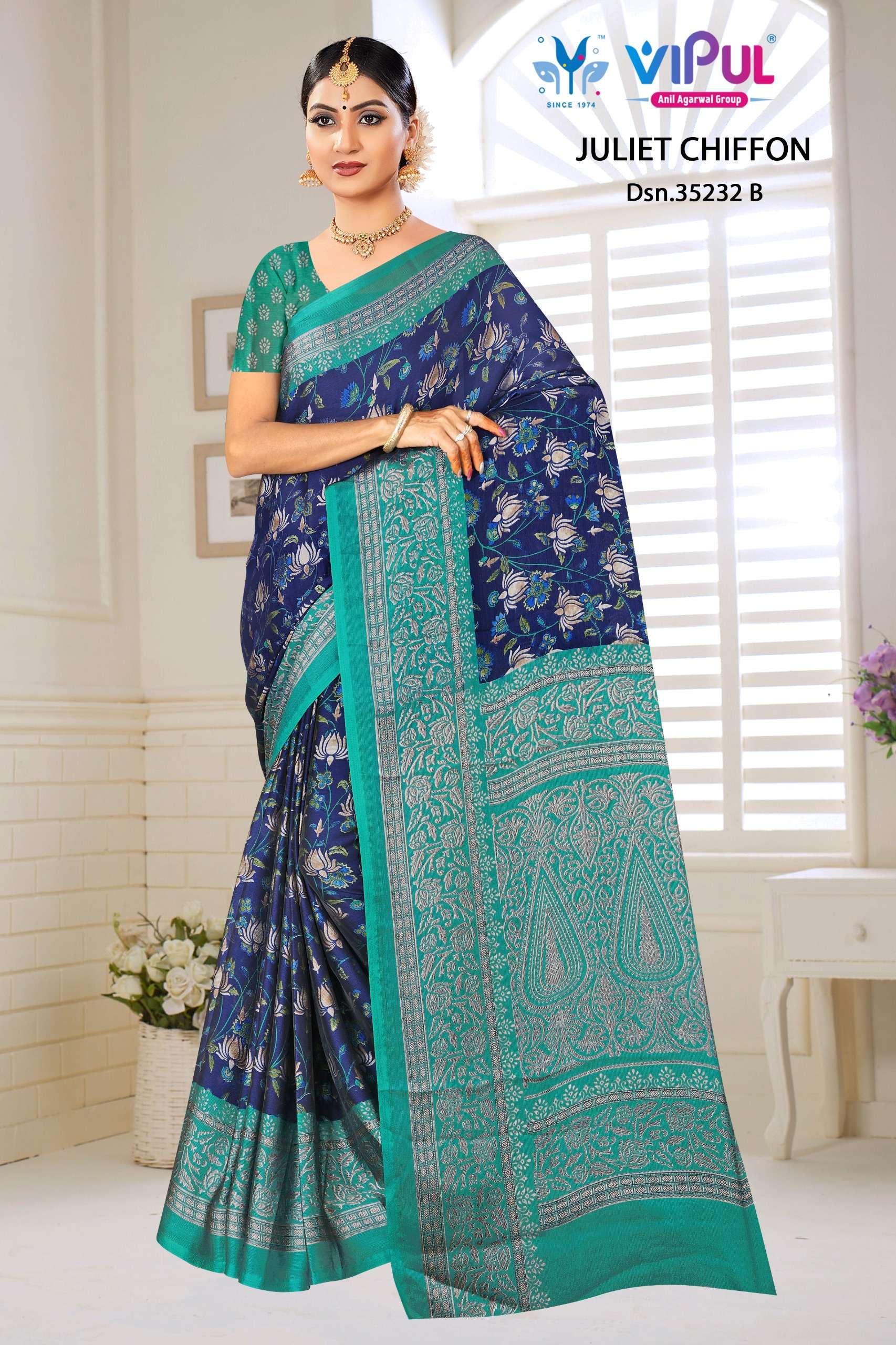 VIPUL SAREE JULIET CHIFFON 35232 COLOR MATCHING DESIGNER SAR...