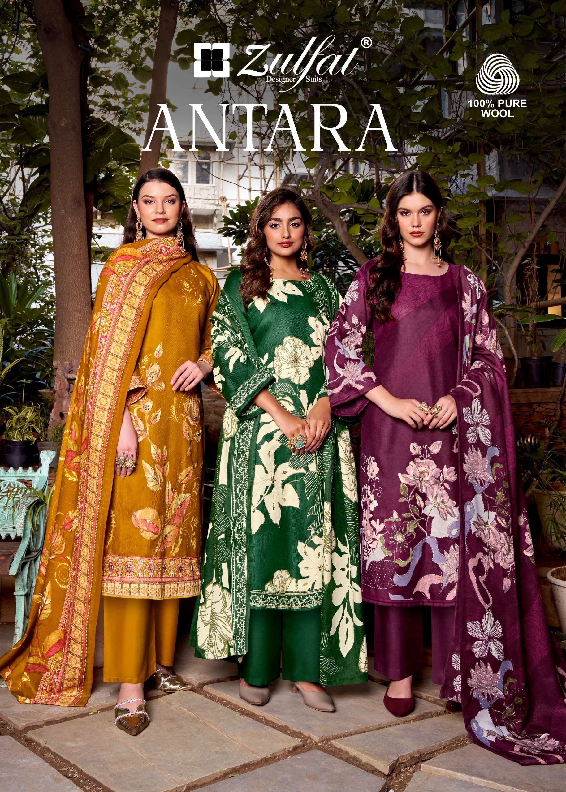 ZULFAT DESIGNER SUITS ANTARA WOOLLEN PASHMINA HEAVY WORK SAL...