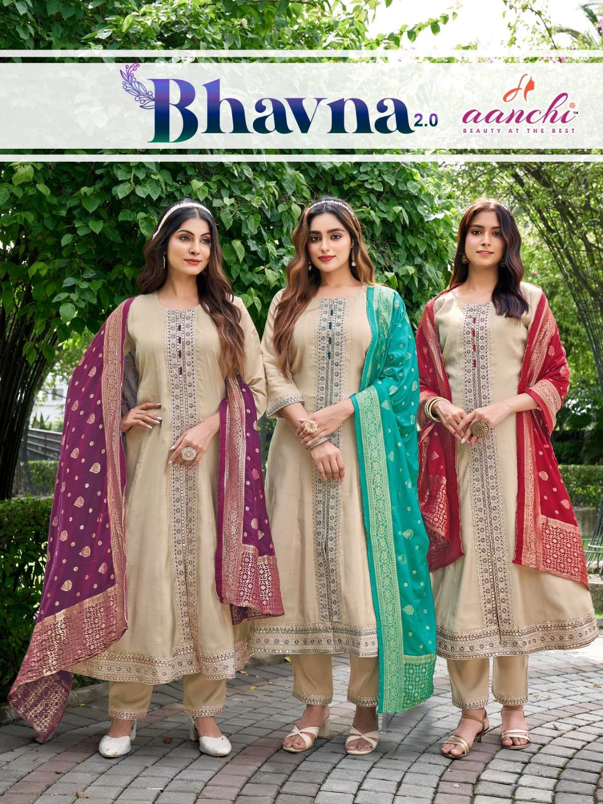 AANCHI BHAVNA 2 0 FESTIVAL COLLECTION INDIA SHIMMER KURTI SU...