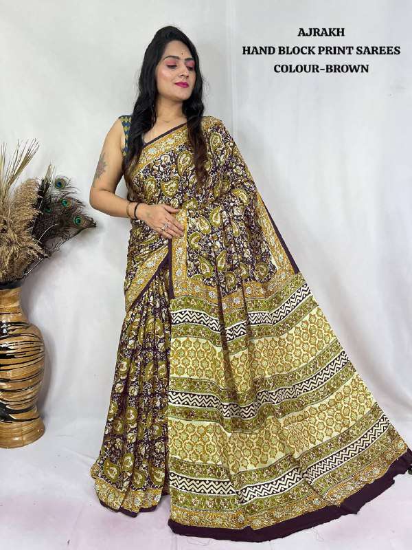 AJRAKH PRINT BLOCK PRINT COTTON SAREE TO REGULAR CLOTH DEALE...