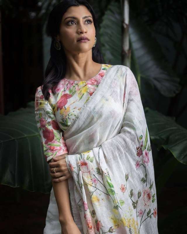 ALIYA PURE COTTON JAIPUR BLOCK PRINT WHITE SAREE AT PARTY WE...