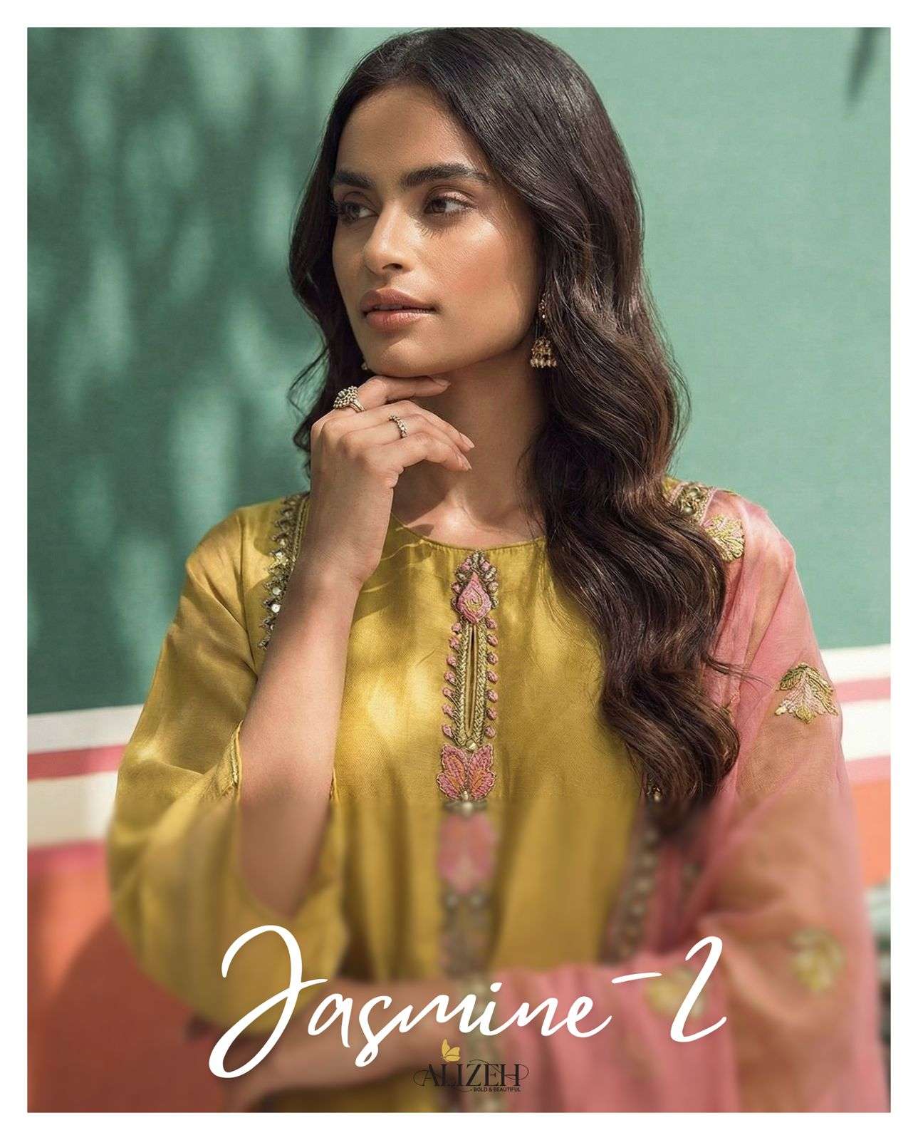 ALIZEH JASMINE VOL 2 FANCY ZARI FABRIC DESIGNER STITCHED SUI...