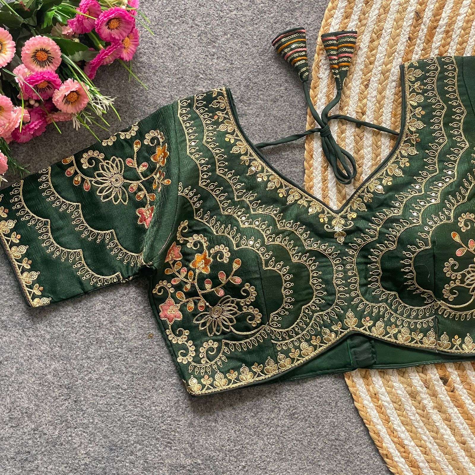 Apple Style Soft Silk Embroidery work Stylish Stich blouse b...