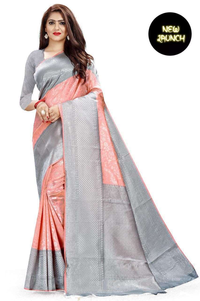 BEAUTIFUL BABY PINK WITH SILVER BORDER SAREE TO FESTIVAL WEA...