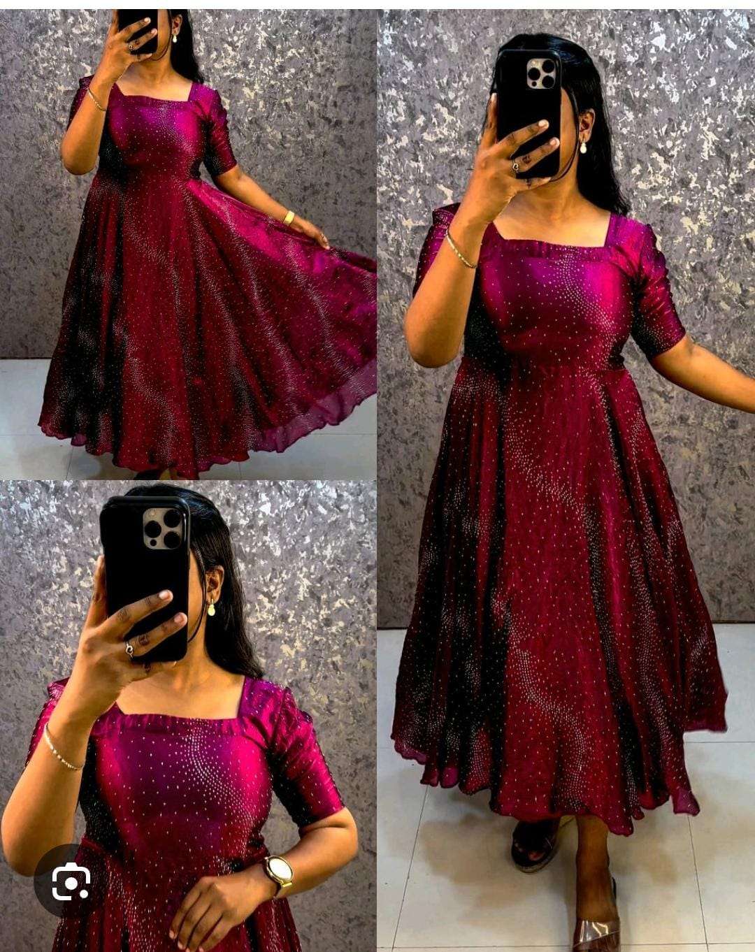 BEAUTIFUL FLOWER SEQUENCE WORK FROCK AT PARTY CLOTH DEALER R...