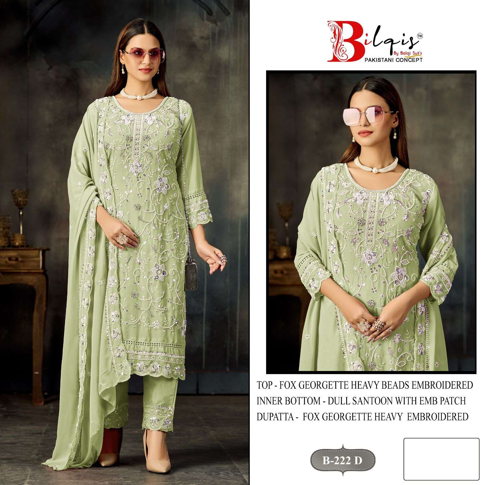 BILQISTM B 222 BEADS EMBROIDERY SALWAR SUIT WITH SHADI FESTI...