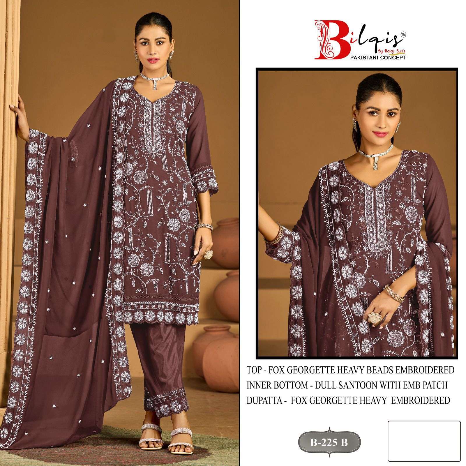 BILQISTM B 225 BEADS EMBROIDERED WORK SALWAR SUIT COLLECTION...