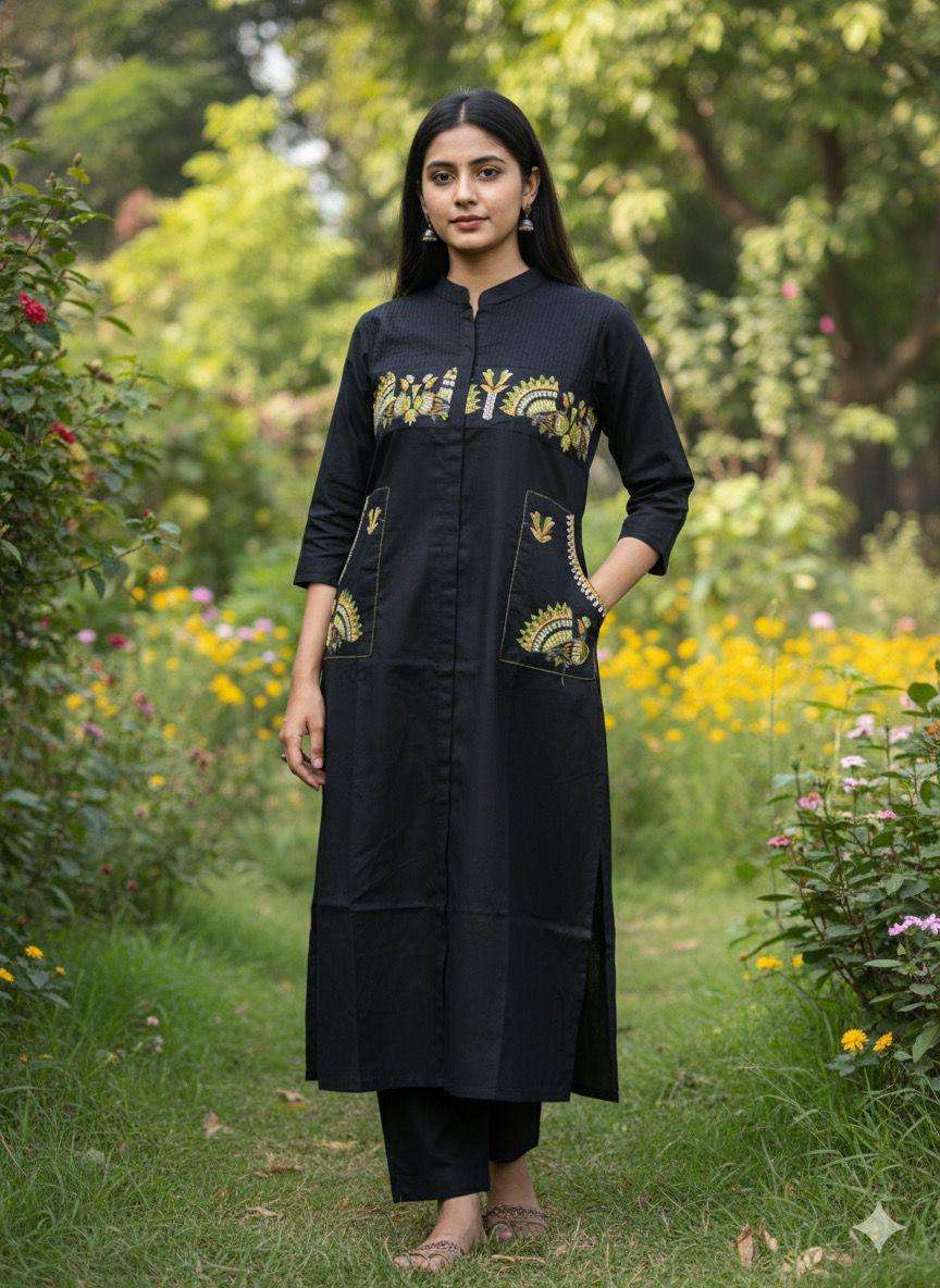 COTTON FABRIC LONG KURTI PALAZZO TYPE CORD SET AT OFFICE & D...