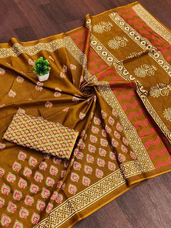 DABU PRINT MULMUL COTTON BLOCK PRINT SAREE DAILY MOM WEAR EX...
