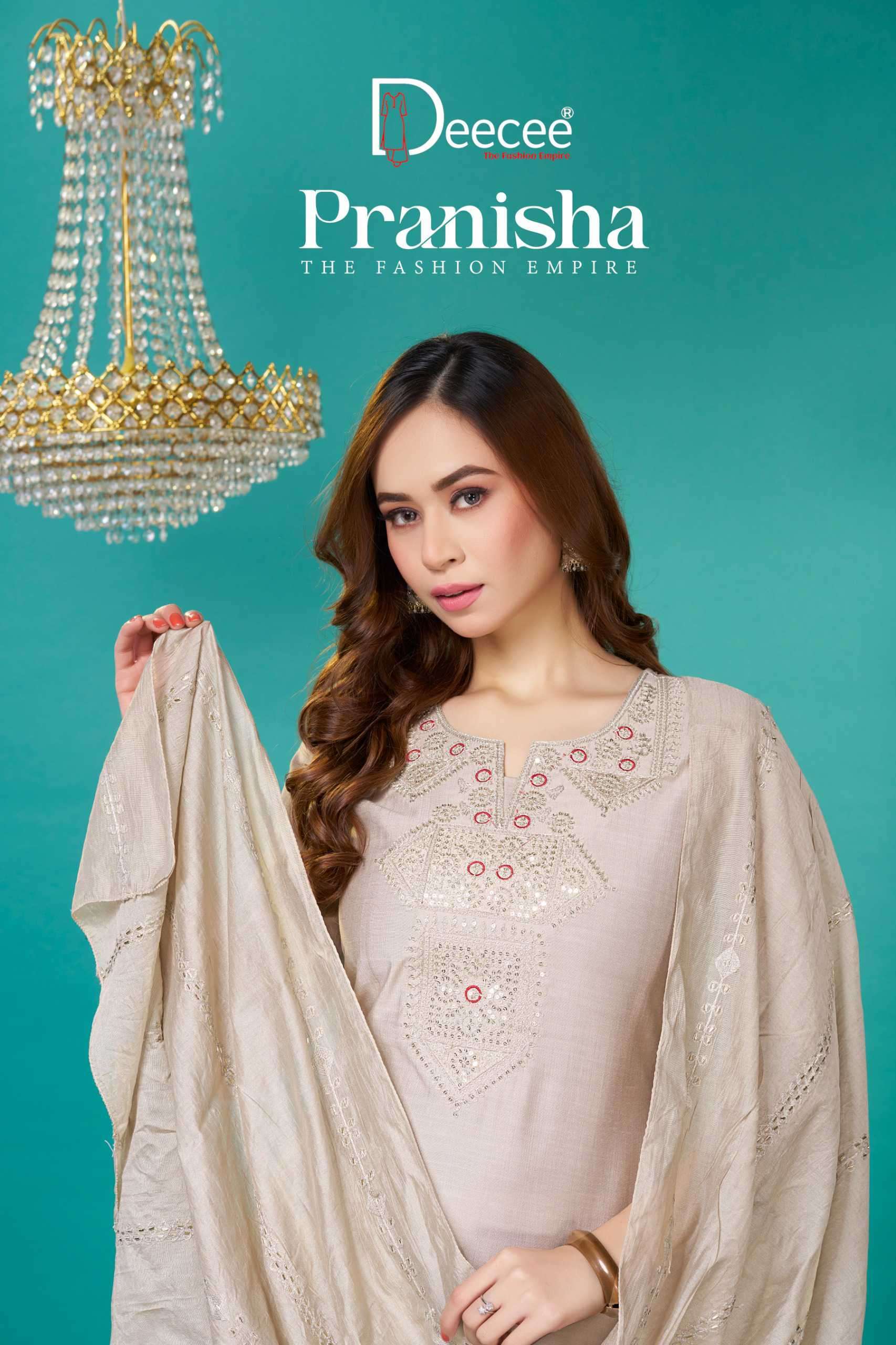 DEECEE PRANISHA VERTICAN FANCY NECK DESIGNER STITCH SUIT CLA...