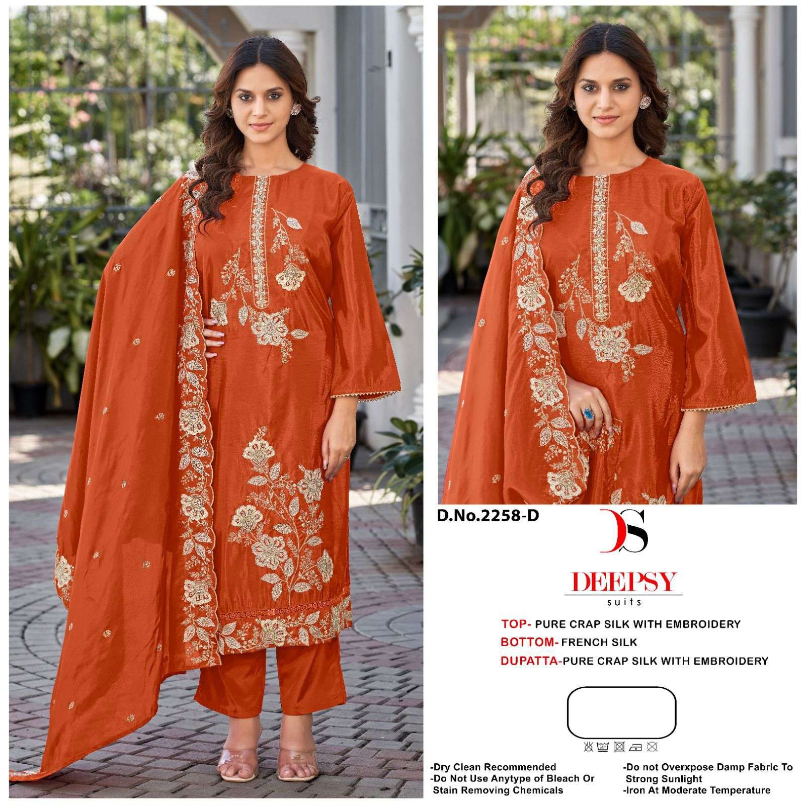 DEEPSY SUITS 2258 CREAP SILK HAND WORK TRADITIONAL LADIES SU...