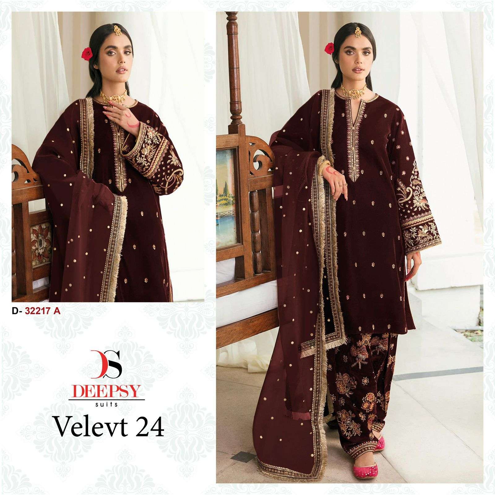 DEEPSY SUITS 32217 WINTER SPECIAL VELVET WITH HEAVY WORK SAL...