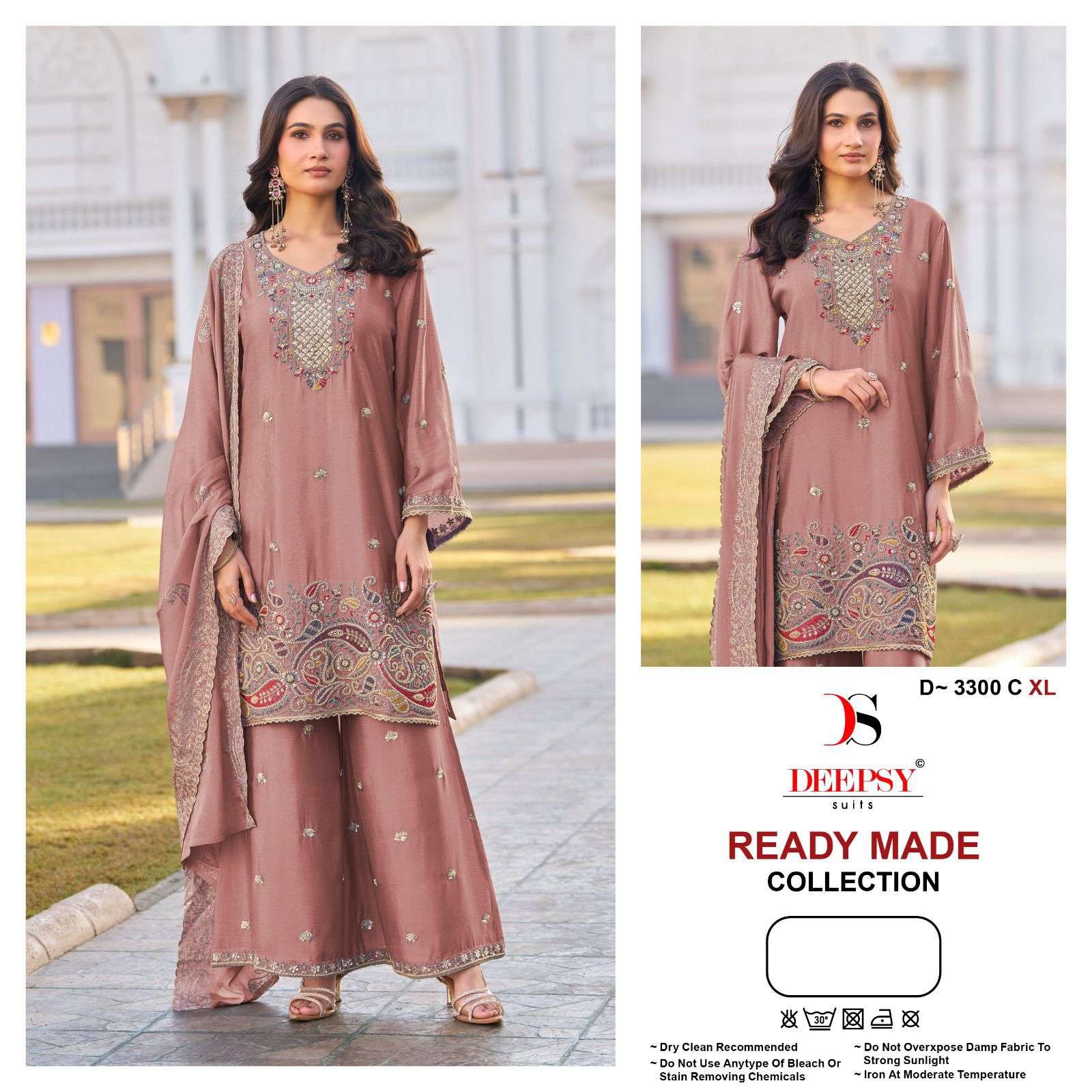 DEEPSY SUITS 3300 CHINON WITH EMBROIDERY BEATS WORK SHARARA ...