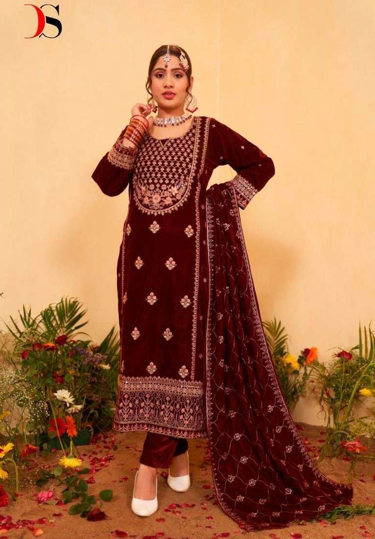 DEEPSY SUITS 3321 WEDDING & EID VELVET HEAVY EMBROIDERY RED ...