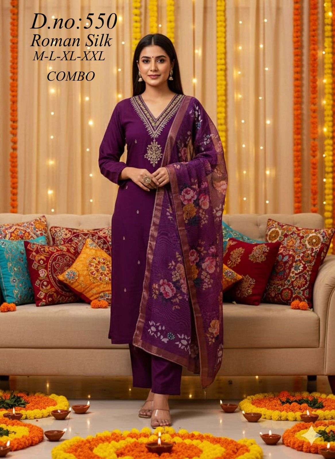 DN 550 FESTIVAL SPECIAL READYMADE SILK SALWAR SUIT AT WOMEN ...